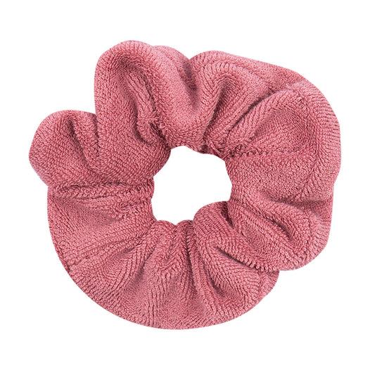 Wooly organic scrunchie terry donker roze