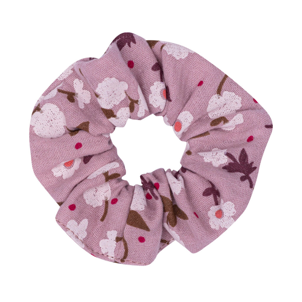 Wooly organic scrunchie plum bloem
