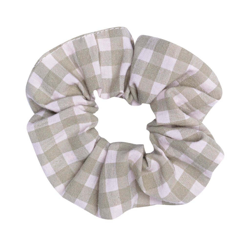 Wooly organic scrunchie geruit groen