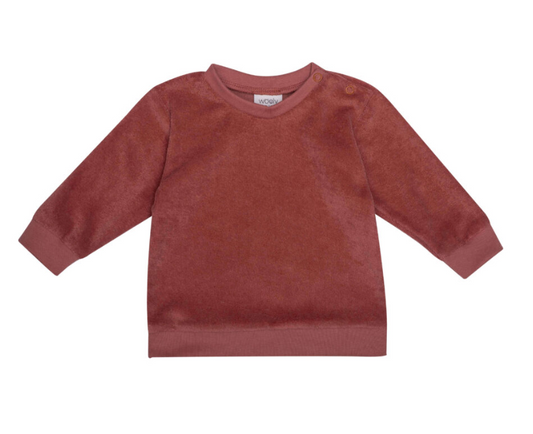 Wooly organic terry sweater ceder wood