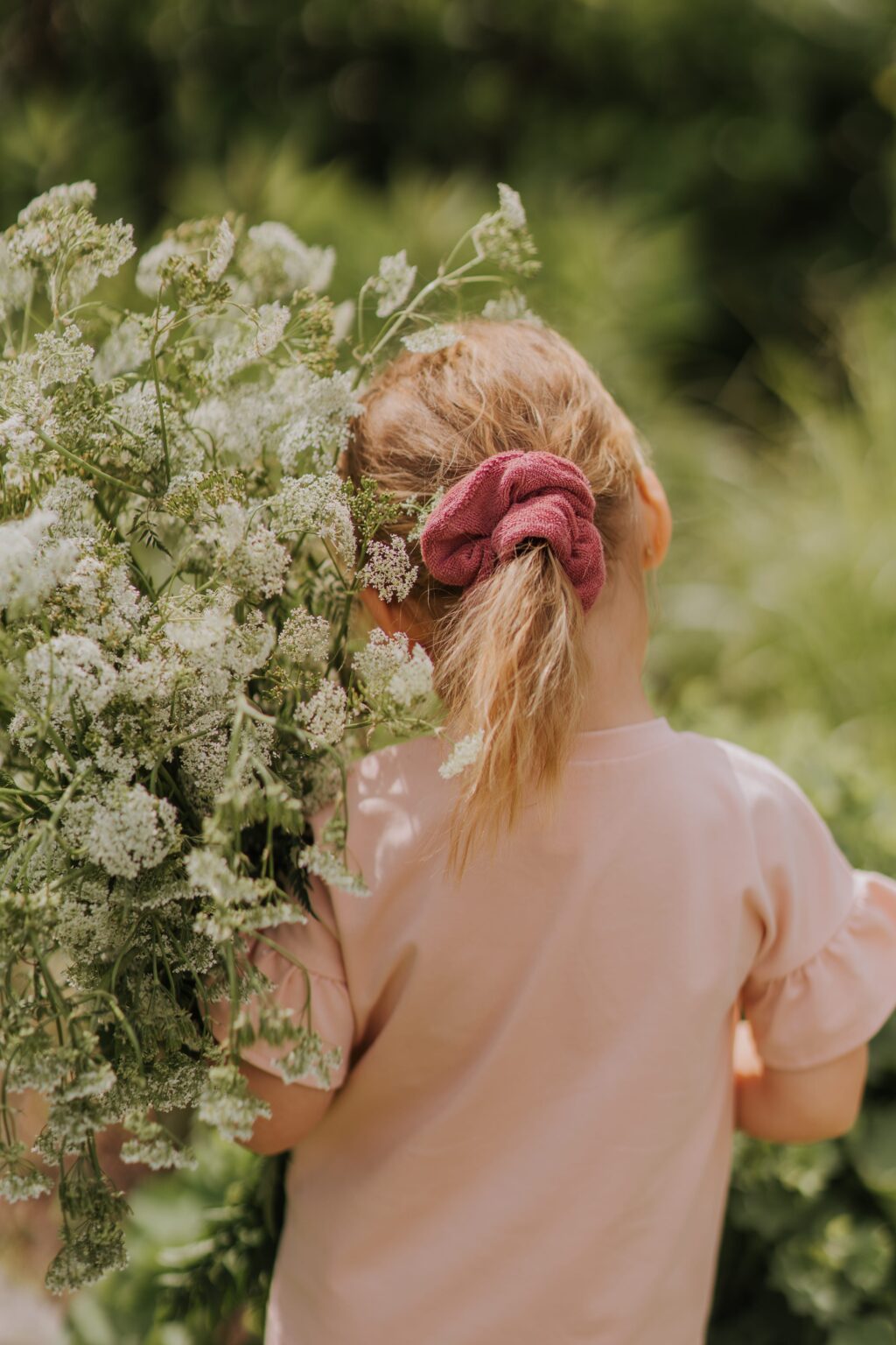 Wooly organic scrunchie terry donker roze