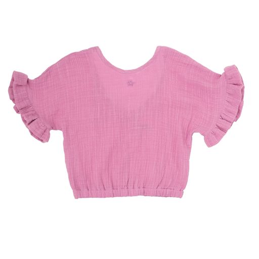 Blouse roze linnen  Tocoto vintage 100% organisch katoen fairtrade gemaakt babykleding duurzame kinderkleding sustainable kids clothing