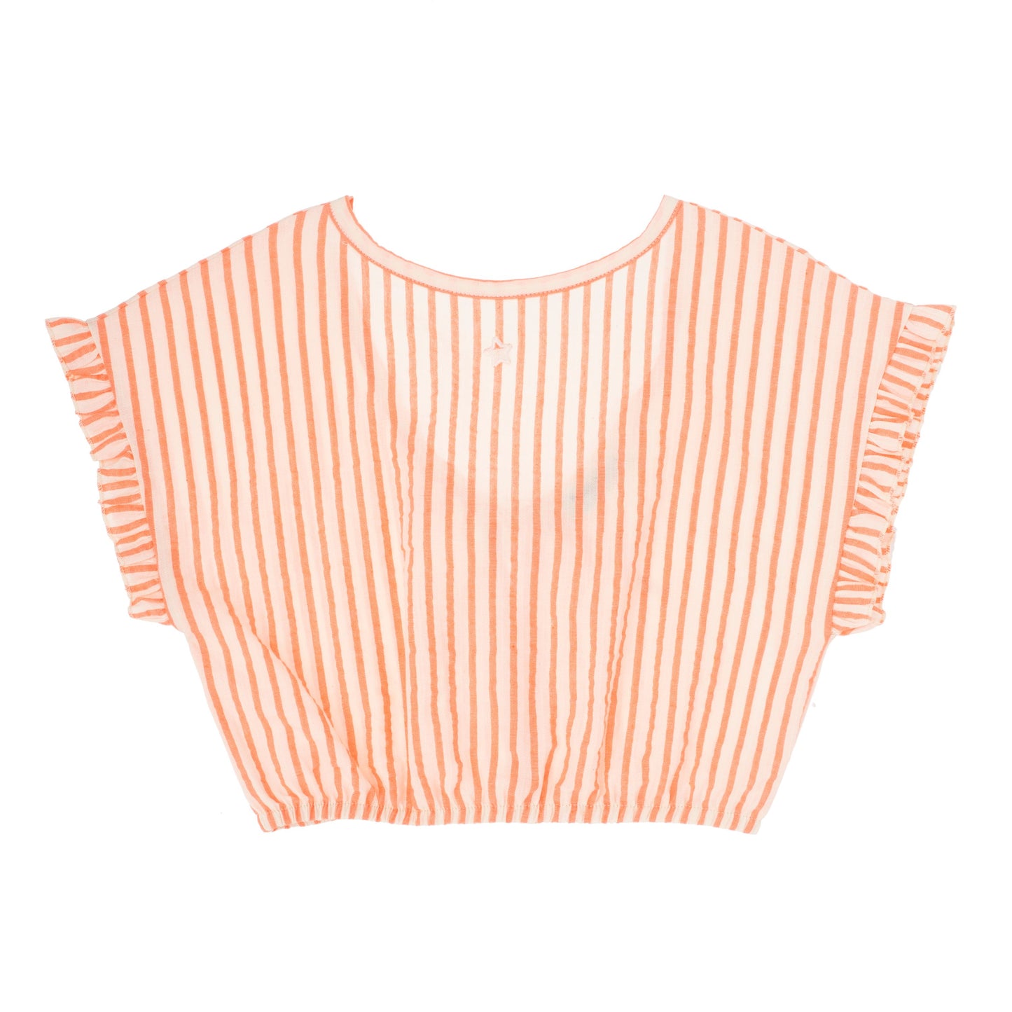 blouse gestreept oranje wit striklint Tocoto vintage 100% organisch katoen fairtrade gemaakt babykleding duurzame kinderkleding sustainable kids clothing