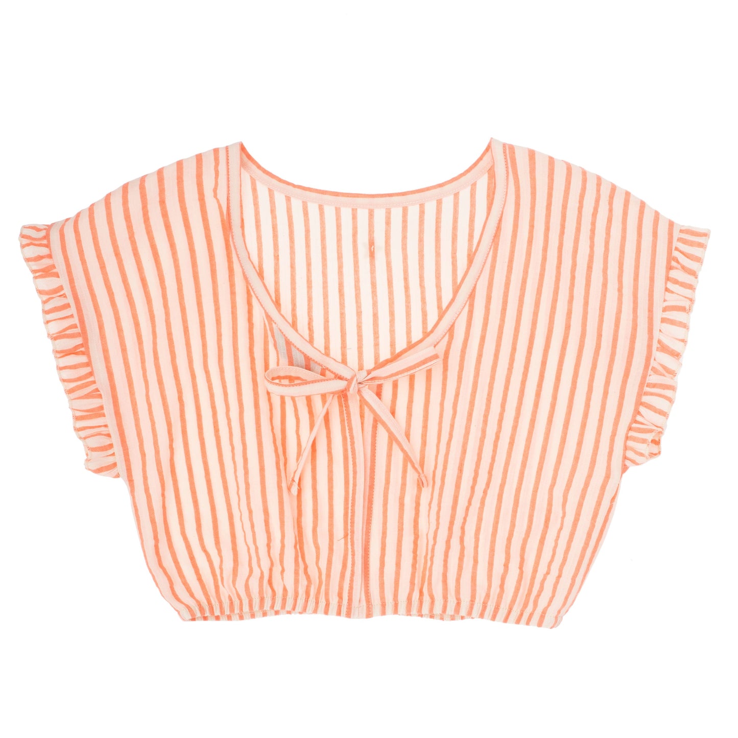 blouse gestreept oranje wit striklint Tocoto vintage 100% organisch katoen fairtrade gemaakt babykleding duurzame kinderkleding sustainable kids clothing