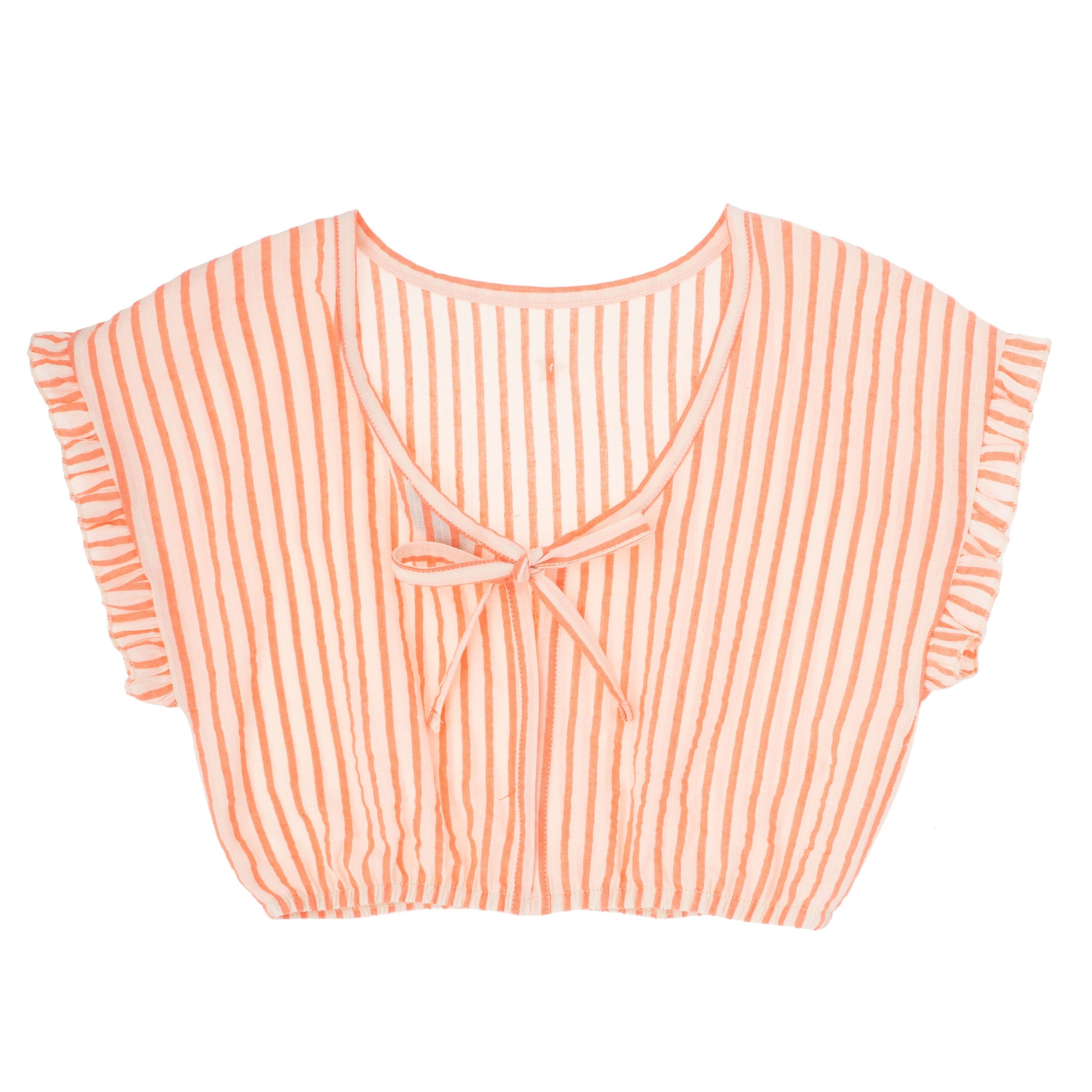 blouse gestreept oranje wit striklint Tocoto vintage 100% organisch katoen fairtrade gemaakt babykleding duurzame kinderkleding sustainable kids clothing
